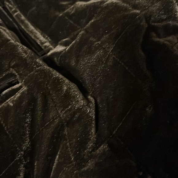 Velvet pleated jacket . Olive green that has a sheen to it. - Picture 2 of 3
